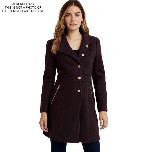 NWT Guess Coat Wool Classic Preppy Professional Minimalist Formal Burgundy Small - Picture 11 of 11